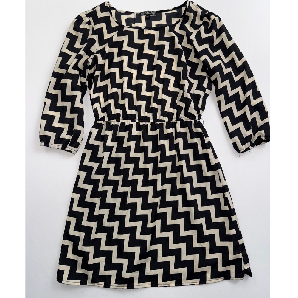 BeBop‎ Dress Chevron Print 3/4 Sleeve Elastic Waist Casual Small